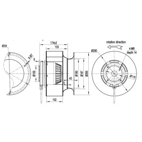 Центробежный вентилятор Konmag (аналог EbmPapst R2D280-RB06-01) - фото - 1